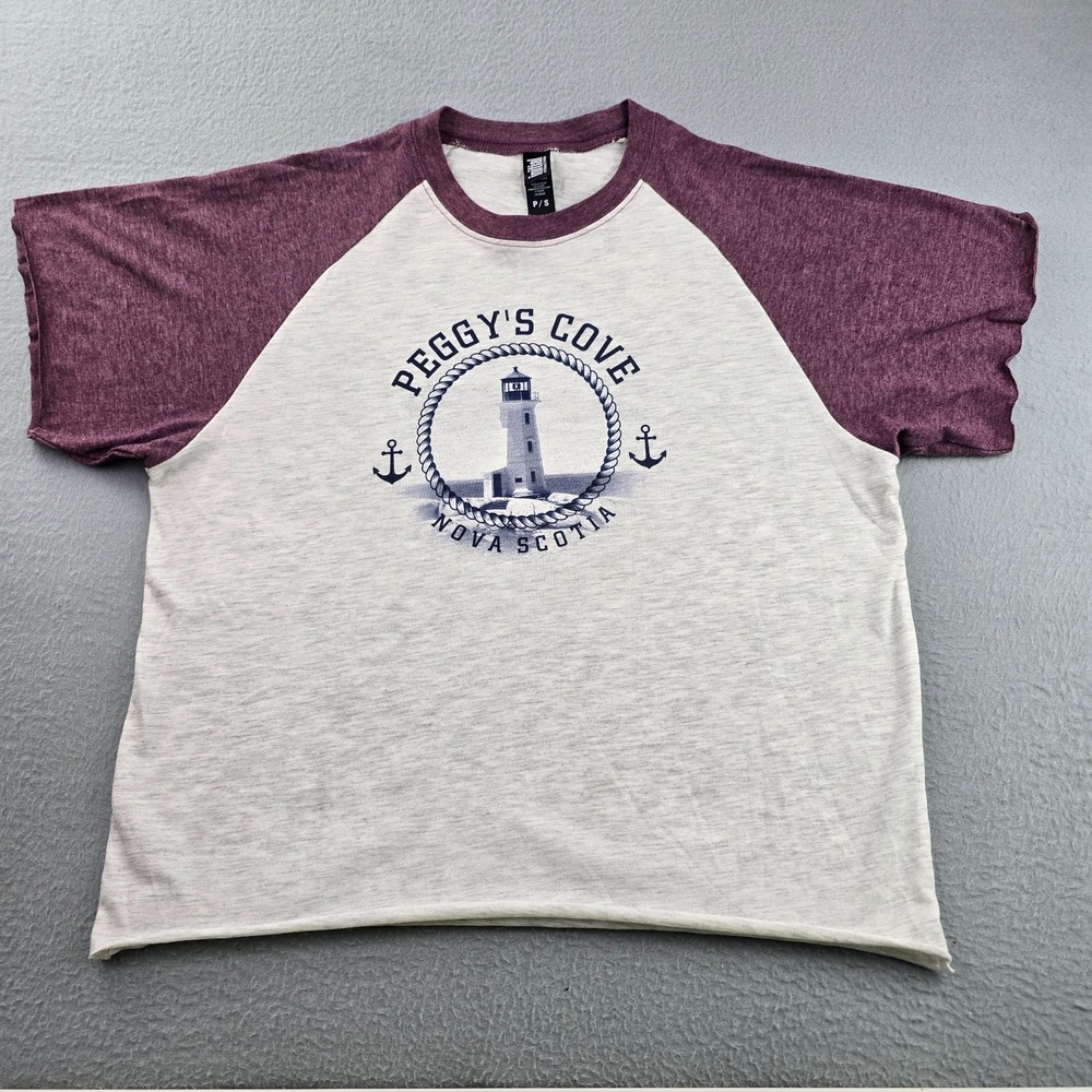 Initial Attraction T-Shirt Women S White Purple Peggy's Cove Iconic Nova Graphic
